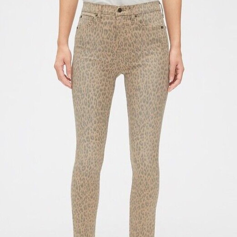 GAP | high rise leopard print true skinny jeans size small